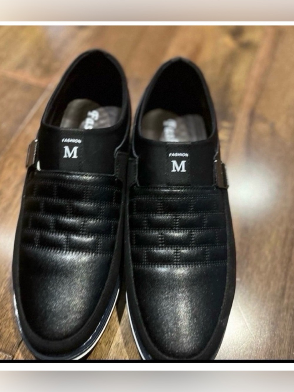 M Fashion Men's Black Slip-On Dress Sneakers